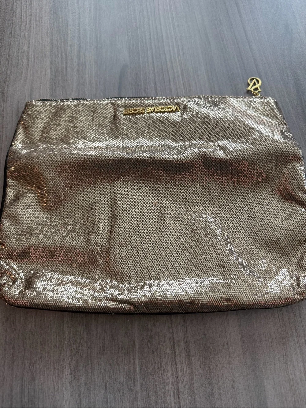 Victoria's Secret Metallic Gold Fold-Over Cosmetic Clutch